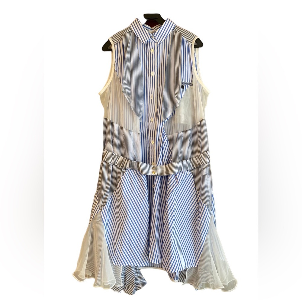 Sacai NWOT Summer Stripe Contemporary Blue Dress